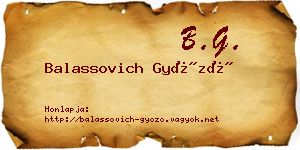 Balassovich Győző névjegykártya